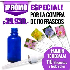 frasco para esencias florales de color azul